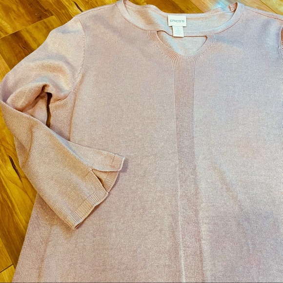 Chico's 3/4 Sleeve Cutout Blouse Light Pink M/8 - Picture 12 of 12